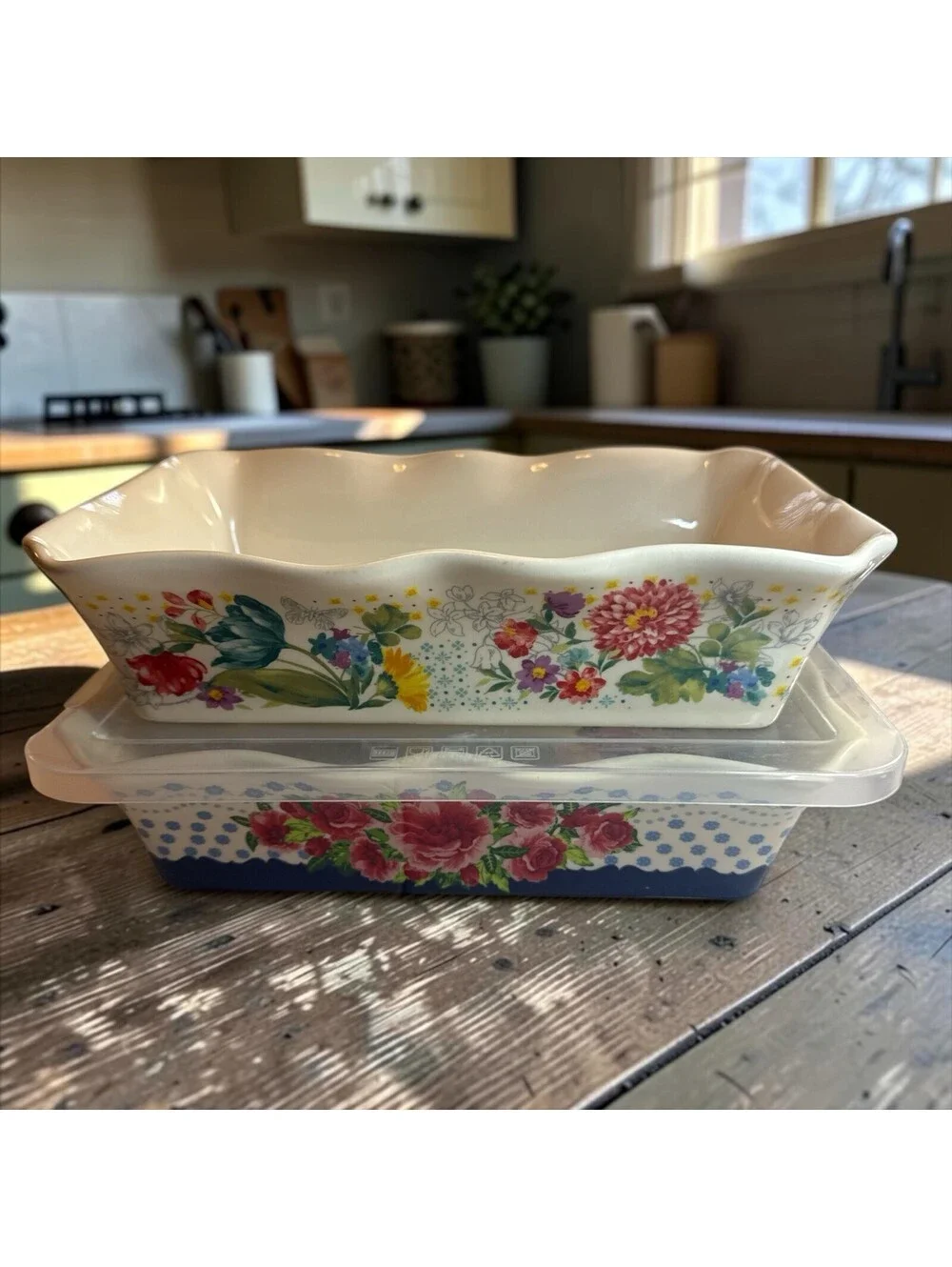 The Pioneer Woman Blooming Bouquet & Frontier Rose Baking Casserole Dishes 2 pc